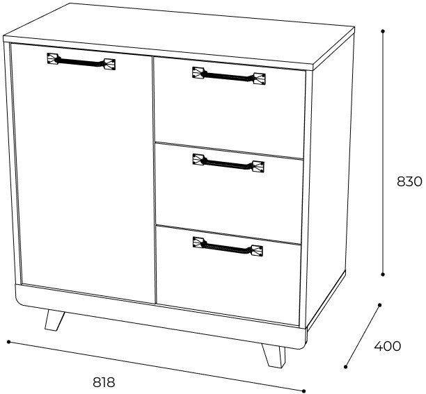 Комод "Мегаполис" КМ-12 Дуб каньон/M18 серый