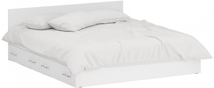 Стандарт Кровать с ящиками 1800, цвет белый, ШхГхВ 183,5х203,5х70 см., сп.м. 1800х2000 мм., без матраса, основание есть