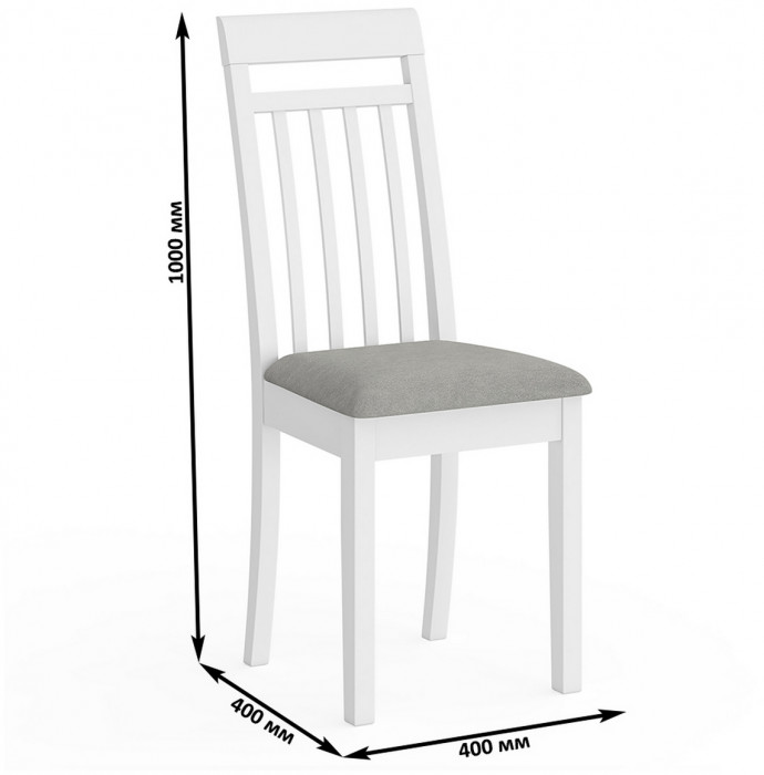 Три стула Мебель--24 Гольф-11 разборных, цвет белый, обивка ткань велюр серый 63, ШхГхВ 40х40х100 см., от пола до верха сиденья 47 см.