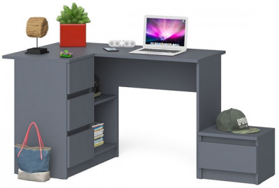 Мори Стол компьютерный МС-16 левый + Тумба ТМП400.1, цвет графит, ШхГхВ 164,8х84,9х76,6 см., выдвижные ящики слева, НЕ универсальная сборка
