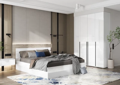 Модульная спальня Норд + Челси, композиция 2, Белый глянец/Белый