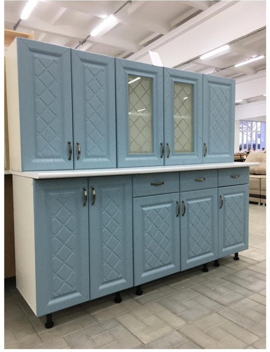 Кухня МДФ Ирина, 1800 (Белый матовый / Джинс)