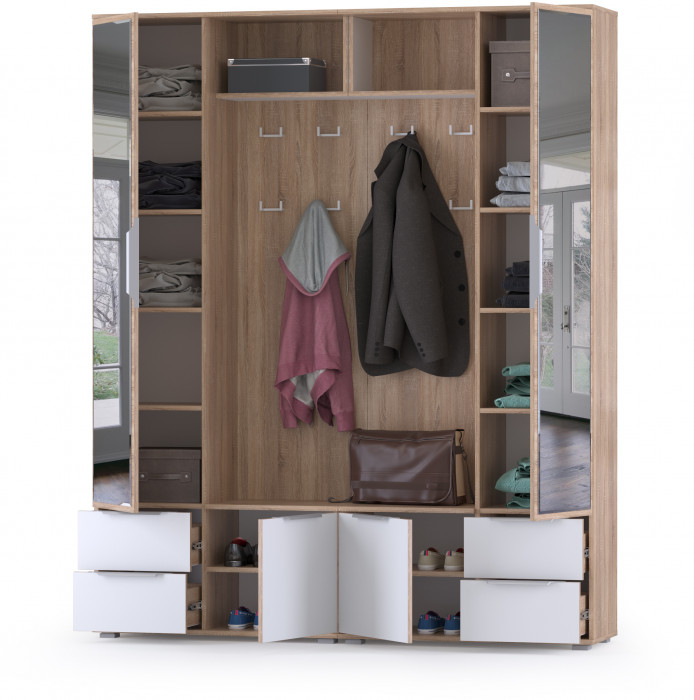 Куба Прихожая 17, дуб сонома/белый премиум