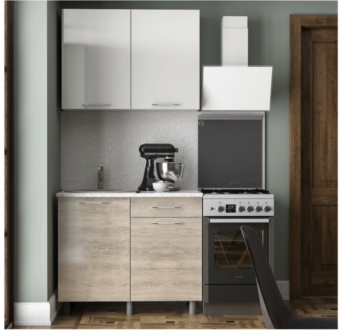 Кухонный гарнитур Танго 1,0м Белый/Дуб шале светлый