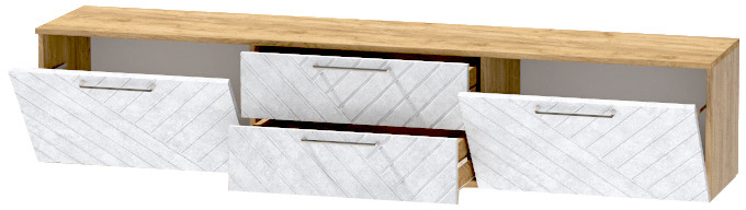 Тумба-4 под ТВ подвесная "Иннэс-7", Крафт золотой/Бетон снежный