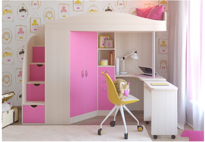 Кровать-чердак Юниор 4 (Венге/Дуб молочный)