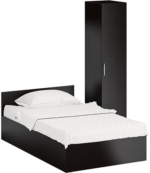 Кровать 1200 + Пенал Стандарт, цвет венге, ШхГхВ 123,5х203,5х70 + 45х52х200 см., сп.м. 1200х2000 мм., без матраса, основание есть