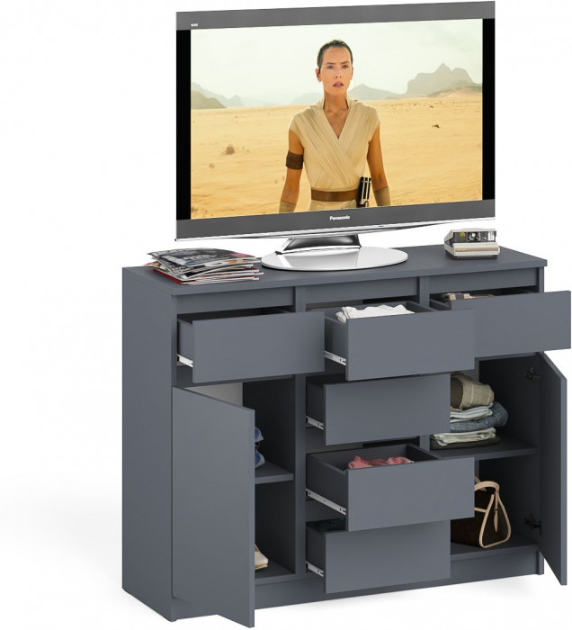 Мори Комод МК1200.4, цвет графит, ШхГхВ 120,4х41х94 см.