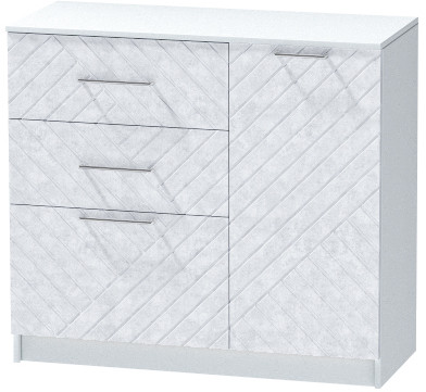 Комод №2 "Иннэс-7", Белый/Бетон снежный