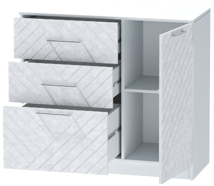 Комод №2 "Иннэс-7", Белый/Бетон снежный