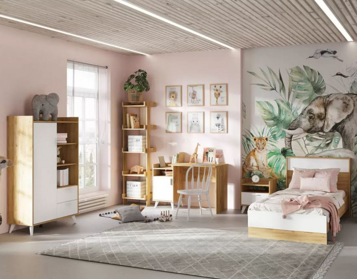 ИРИС СТЛ-01 Стеллаж (485х1800х420) дуб крафт золото