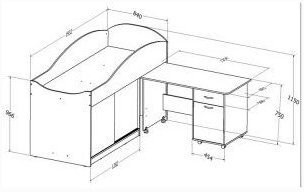 Детская кровать-чердак Дюймовочка-3 без лестницы, Дуб молочный / оранж