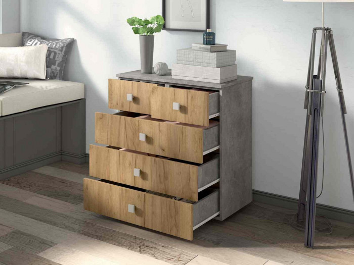 Комод Лофт-5 Бетон ателье / Дуб Крафт