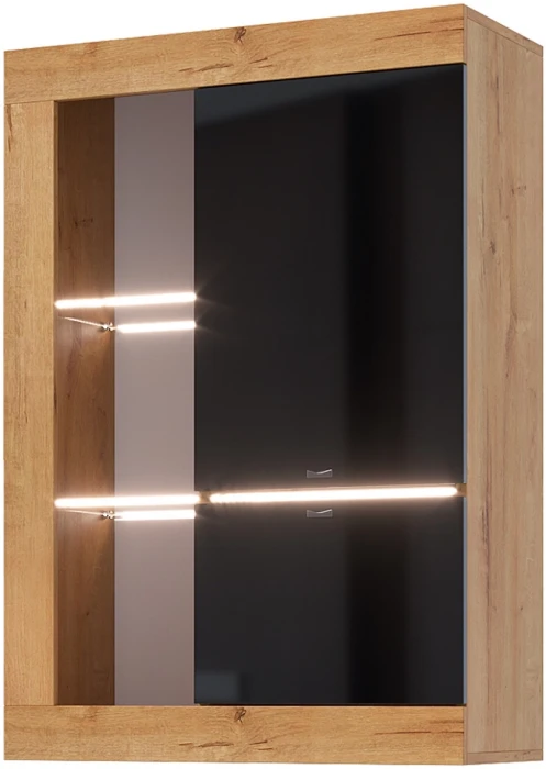 Прага Модульная Гостиная, вариант №1, Дуб Вотан/Черный глянец