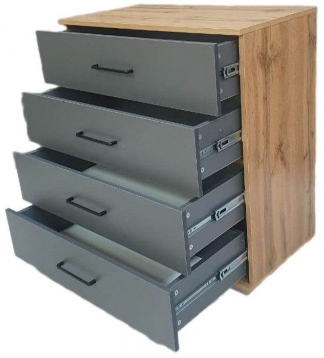 Бруно Комод широкий Дуб Вотан / Серый графит