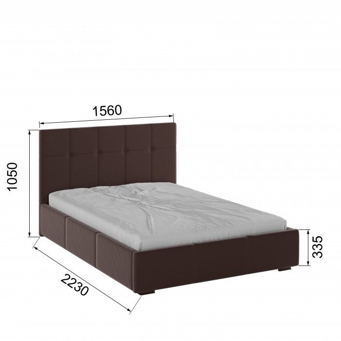 Рио Кровать интерьерная 140 коричневый квадрат, ортопед