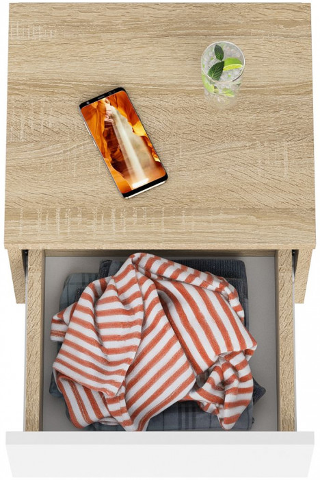 Мори Тумба прикроватная ТПМ400.1, дуб сонома/белый