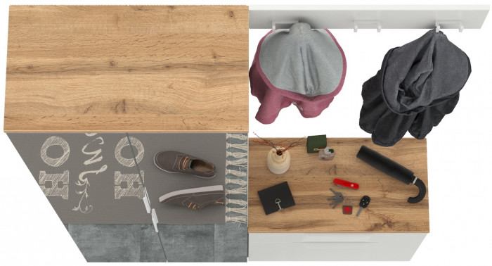 Октава Прихожая 11, белый шагрень/дуб крафт золотой/фасады МДФ белый шагрень