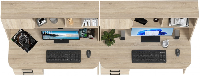 Два стола рабочих 6-0606дубсон Сигма, цвет дуб сонома, ШхГхВ 241х60,5х166 см., НЕ универсальная сборка