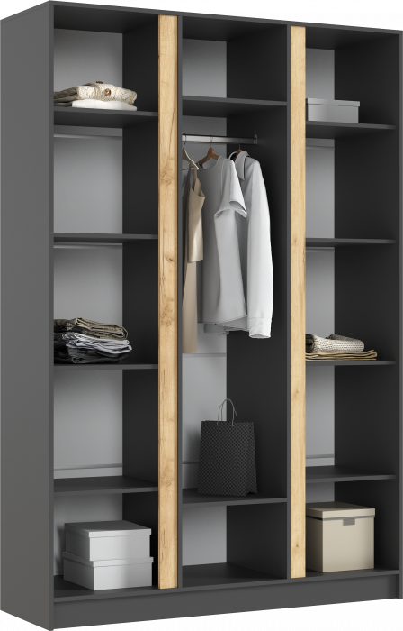 Келвин Шкаф 3-х створчатый 1500, Графит, Графит