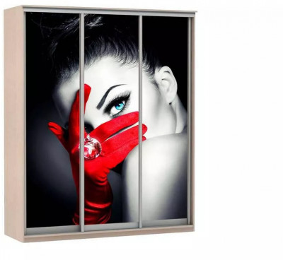 Шкаф купе Модерн 2076х600 3-х дверный 3-х секционный фотопечать №1 ясень