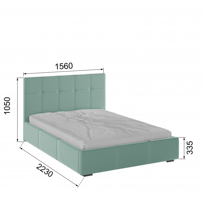 Рио Кровать интерьерная 140 мятный квадрат, ПМ