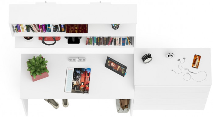 Мори письменный стол МСП1200.1 + Комод МК800.4 + Полка 1200, белый