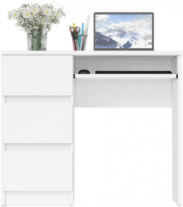 Мори Стол компьютерный МС-6 левый, цвет белый, ШхГхВ 90х50х76,6 см., выдвижные ящики слева, НЕ универсальная сборка
