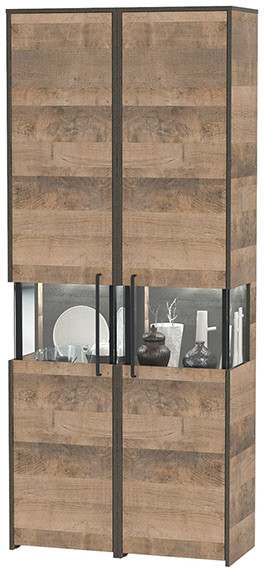 Трувор 13.205 Шкаф-пенал с витриной + 13.205 Шкаф-пенал с витриной, дуб гранж песочный/интра