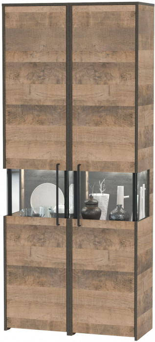 Трувор 13.205 Шкаф-пенал с витриной + 13.205 Шкаф-пенал с витриной, дуб гранж песочный/интра