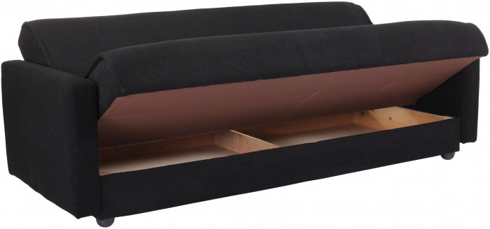 Раскладной диван-кровать, прямой, книжка, цвет черный, Милан 140