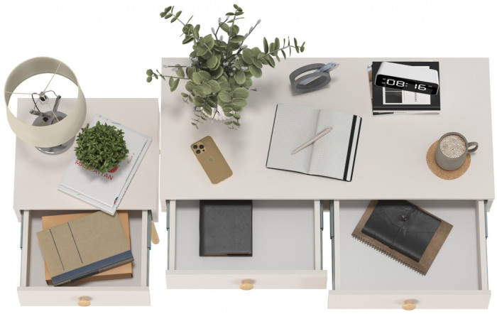 Афина Спальня Стол + Тумба прикроватная, кашемир серый