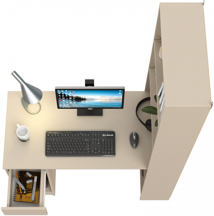 Лайт Шкаф комбинированный 10.01 (письменный стол), сатин