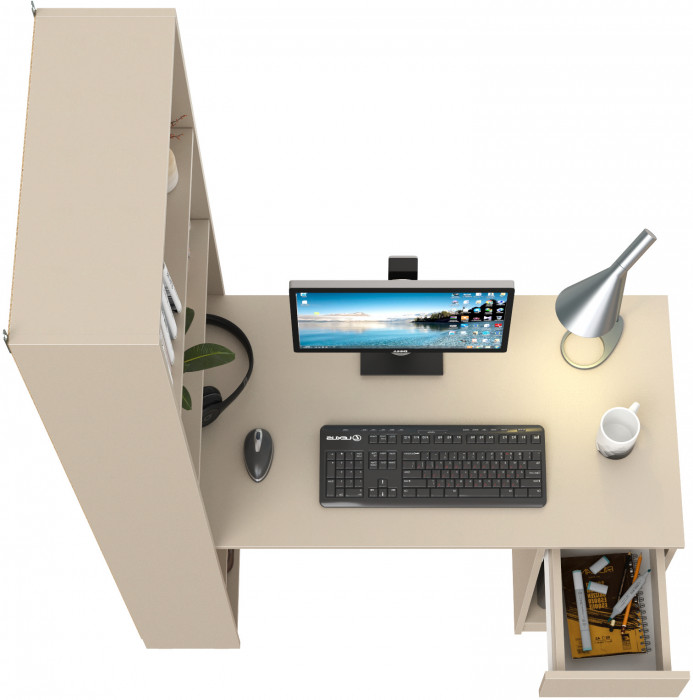 Лайт Шкаф комбинированный 10.01 (письменный стол), сатин