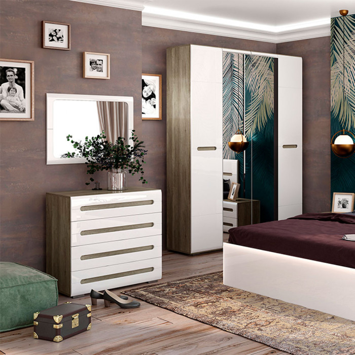 Спальня "Наоми" КМ-09 дуб каньон/белый глянец МF07