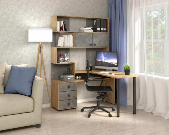 Стол Компьютерный СК-10 ПРАВЫЙ Дуб крафт/ателье