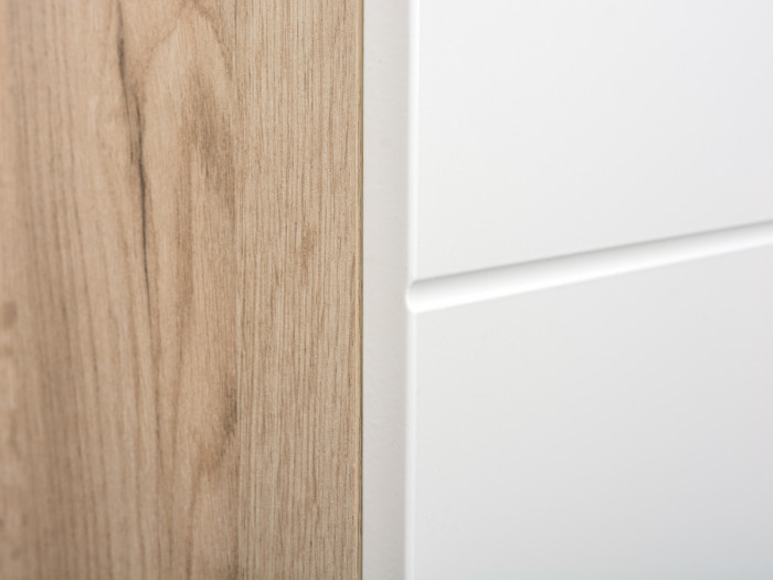 Лайн Прихожая № 11, цвет дуб крафт серый/фасады МДФ белый глянец, ШхГхВ 256,8х35,1х210 см., НЕ универсальная сборка