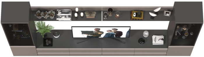 Сидней Комплектация № 103, цвет корпус: антрацит/фасады: МДФ веллюто капучино, ШхГхВ 359,8х41,3х205,2 см., универсальная сборка