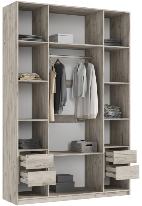 Марвэл Шкаф 4-х створчатый 1600, Крафт серый/Кашемир