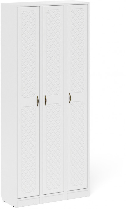 Прихожая П-6 Пенал 3 штуки, цвет белая шагрень/фасады МДФ белое дерево фрезеровка ромб, ШхГхВ 90х35х210 см., универсальная сборка