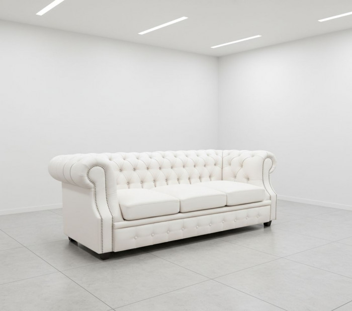 Диван Честер ЛОФТ 3-х местный, белый