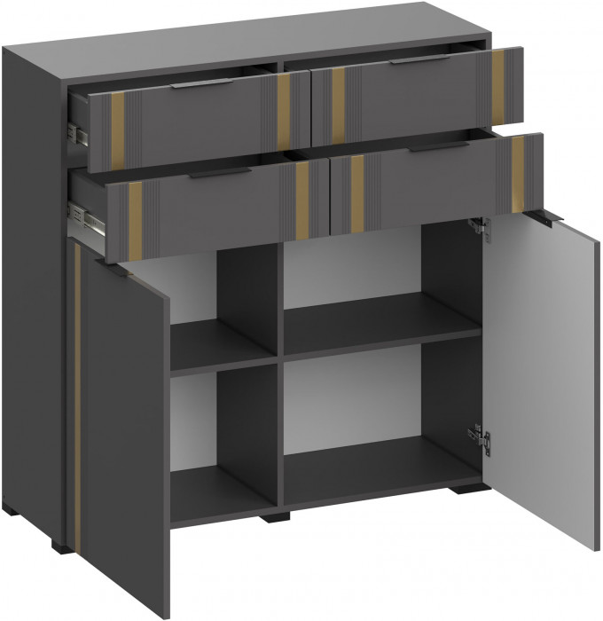 Многофункциональная тумба Эмэ ТБ-3913, Графит/Графит, Золото