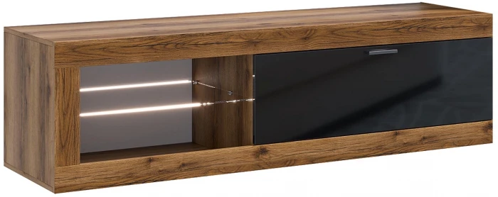 Прага Модульная Гостиная, вариант №1, Дуб Делано/Черный глянец