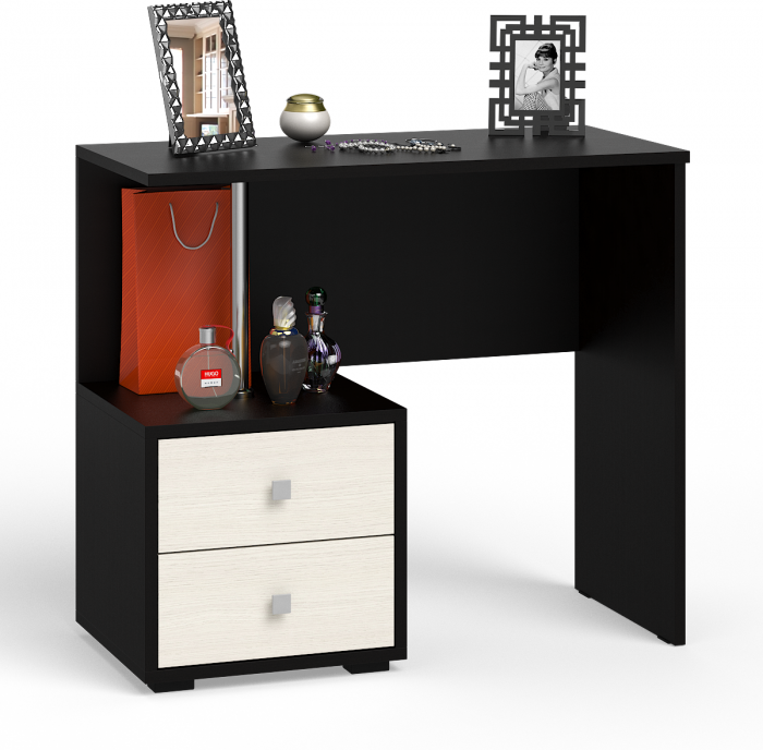 Камелия спальня № 2 Кровать 1600 + Две тумбы + Стол косметич. + Зеркало + Шкаф 4-х, цвет венге/дуб лоредо, сп.м. 1600х2000 мм., б/м, осн. есть