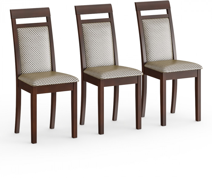 Три стула Мебель--24 Гольф-12 разборных, цвет орех, обивка ткань руми 812/8, ШхГхВ 40х40х100 см., от пола до верха сиденья 47 см (мягкая спинка)