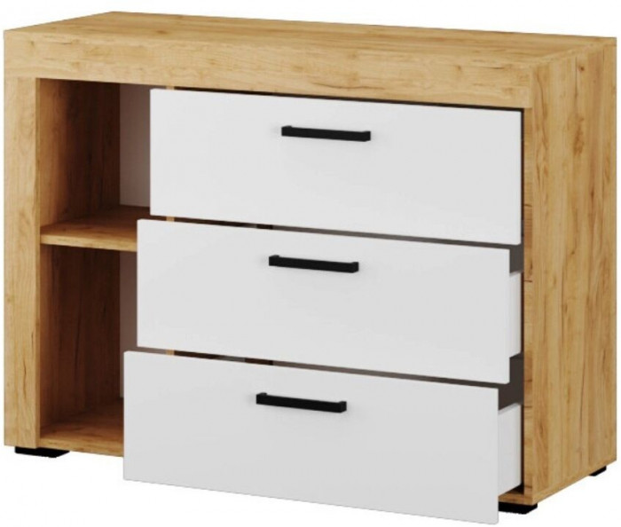 Адель Комод дуб крафт золотой/белый