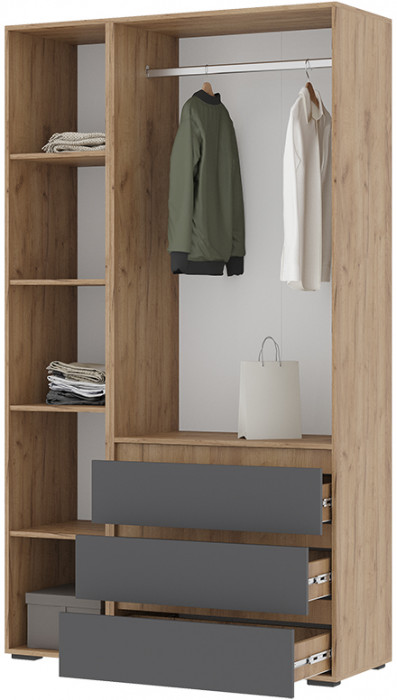 Хелен ШК 06 Шкаф 3х створчатый (1200х2080х460) серый графит/дуб крафт золото