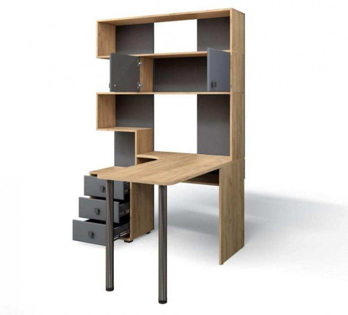 Стол Компьютерный СК-10 ПРАВЫЙ Дуб крафт/Графит