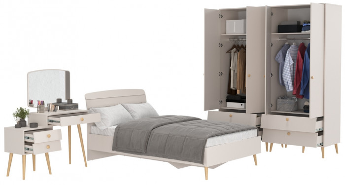 Афина Спальня 17-1200, цвет кашемир серый, сп.м. 1200х2000 мм., б/м, основание есть - фанера