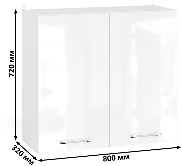 Кухня Мебель--24 ШВ800 Шкаф 80 см., корпус белый/фасад МДФ белый глянец